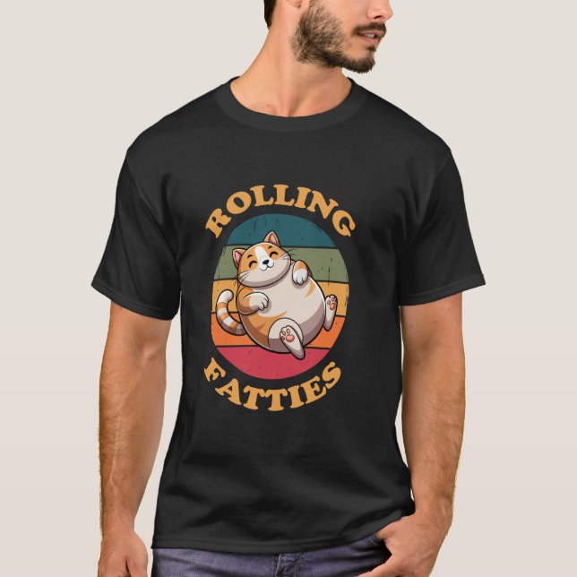 Katt som rullar fetmansbullar t shirt (Framsida)