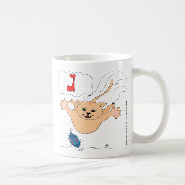 katt som s10 pouncing på Hanukkah Dradle (gimel) Kaffemugg (Höger)
