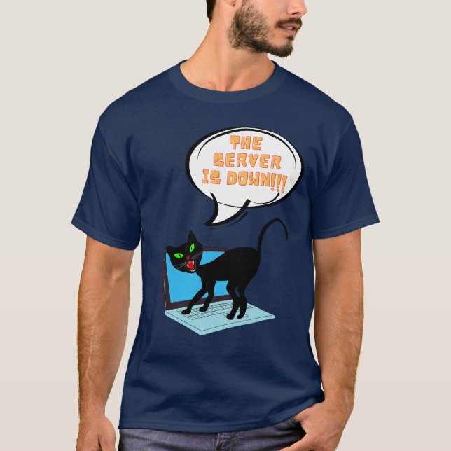 katt som säger att servern är nere t shirt (Framsida)