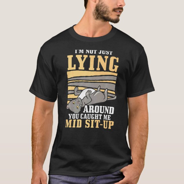 Katt som säger Lazy som lägger grumpy 5 T Shirt (Framsida)