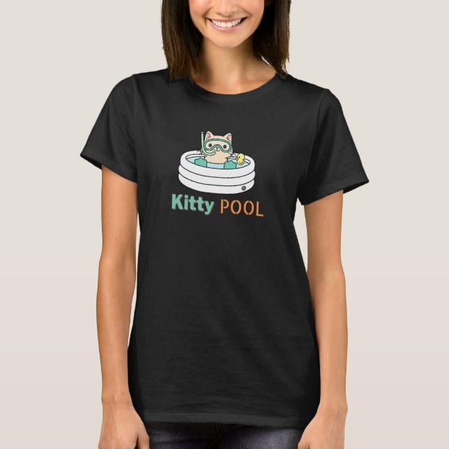 Katt som simmar i en pool t shirt (Framsida)