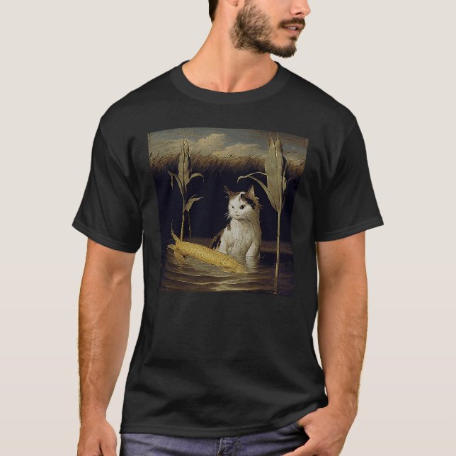 Katt som simmar majs på kolv t shirt (Framsida)