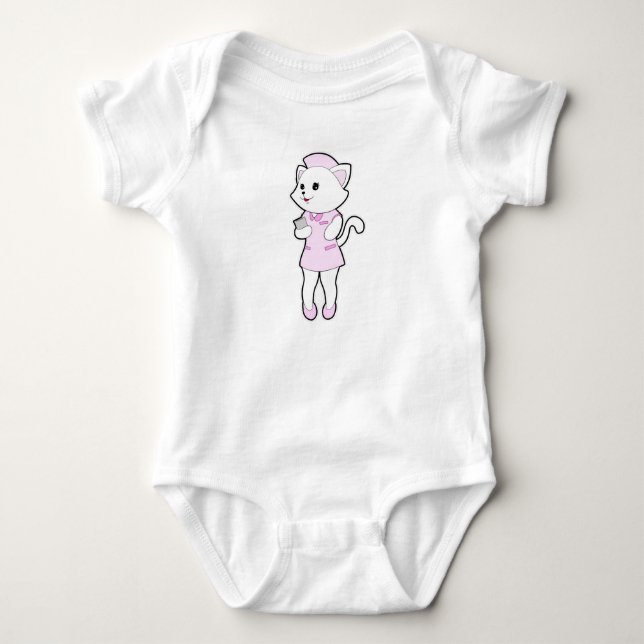 Katt som sjuksköterska med Anteckningsblock T Shirt (Framsida)