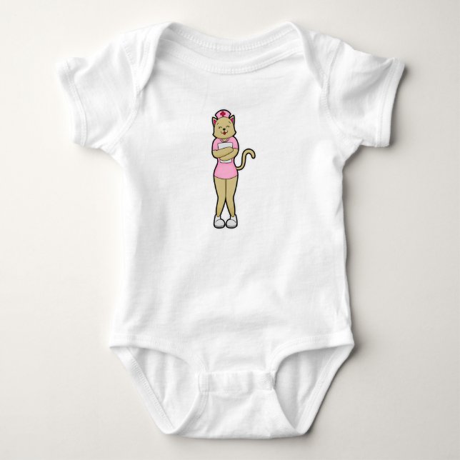 Katt som sjuksköterska med medicinsk lista t shirt (Framsida)