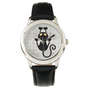 Katt som sjunker ner i roligt tecknade figurer armbandsur