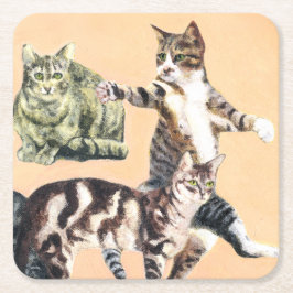 Katt som ska spela underlägg papper kvadrat