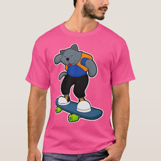 Katt som Skateboarder med Skateboard T Shirt