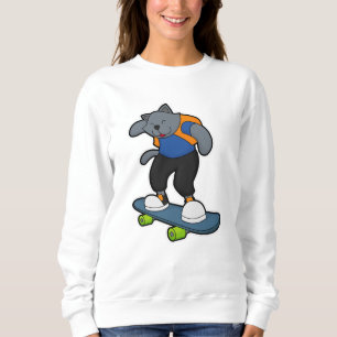 Katt som Skateboarder med Skateboard T Shirt