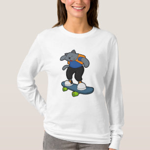 Katt som Skateboarder med Skateboard T Shirt