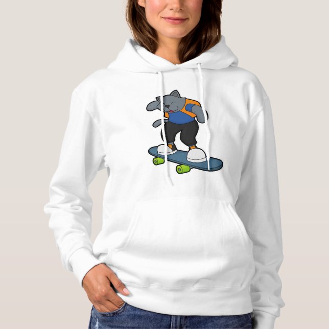 Katt som Skateboarder med Skateboard T Shirt (Framsida)