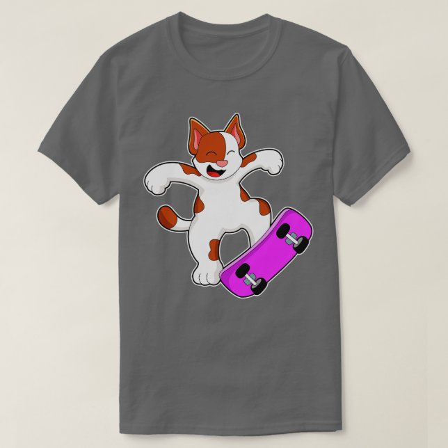 Katt som Skater med Skateboard 3 T Shirt (Design framsida)