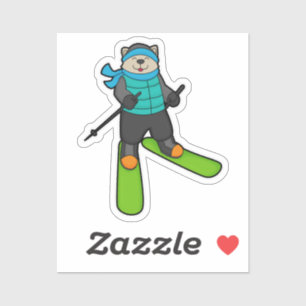 Katt som Skier med Ski Klistermärken