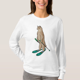 Katt som Skier med ski- och skidpoler T Shirt