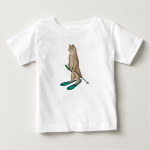 Katt som Skier med ski- och skidpoler T Shirt