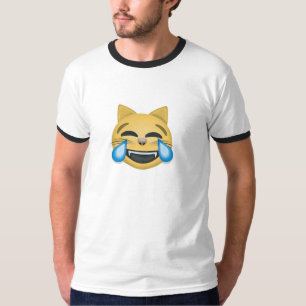 Katt som skrattar den hårda skriande Emoji T-shirt