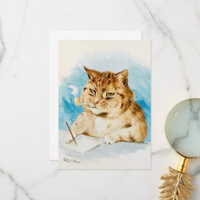Katt som skriver av Louis Wain Tack Kort (Fram/Back In Situ)
