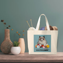 Katt som skyddar garnet, roligt citat är inte  jumbo tygkasse