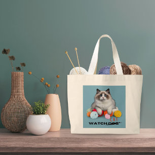 Katt som skyddar garnet, roligt citat är inte jumbo tygkasse