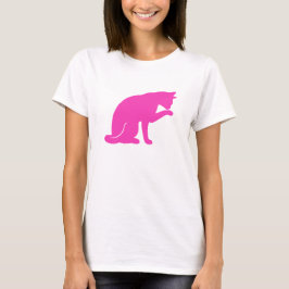 Katt som slickar tassT-tröja (den rosa T-shirt