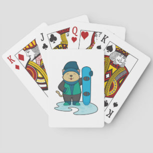 Katt som Snowboarder med snöpapp Casinokort