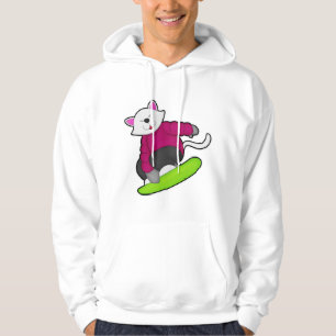 Katt som Snowboarder med snöpapp Hoodie