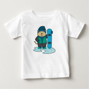 Katt som Snowboarder med snöpapp T Shirt