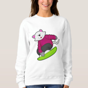 Katt som Snowboarder med snöpapp T Shirt