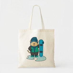 Katt som Snowboarder med snöpapp Tygkasse