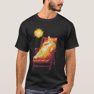 Katt som solar sig under sommarsolen konst t shirt