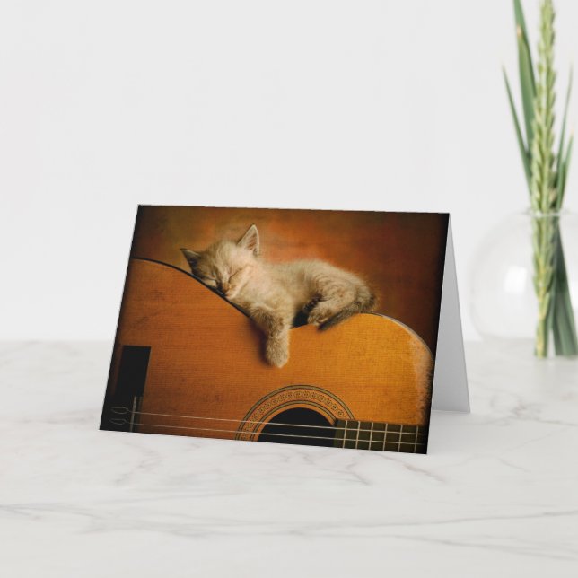 Katt som sovar på gitarren kort (Framsida)