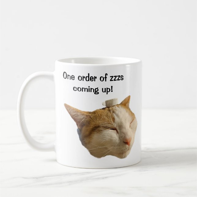 Katt som sover på jobbet kaffemugg (Vänster)