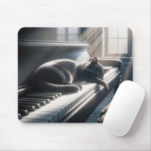 Katt som sover på Piano Tangentbord Musmatta