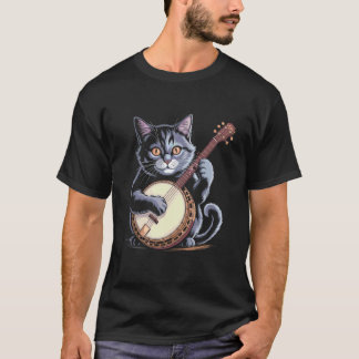 Katt som spelar banjo illustration 1 t shirt
