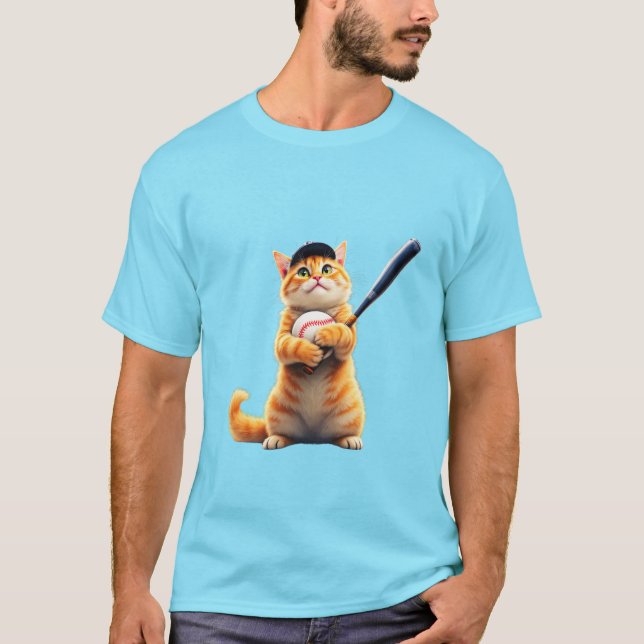 Katt som spelar baseball T-shirt (Framsida)