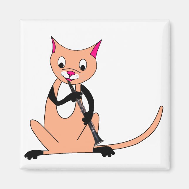 Katt som spelar Clarinet Magnet (Framsidan)