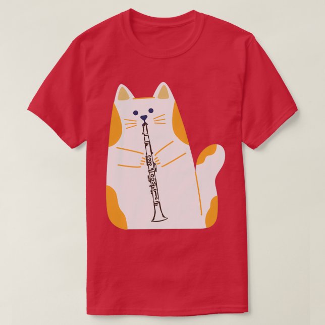 katt som spelar CLARINET T Shirt (Design framsida)