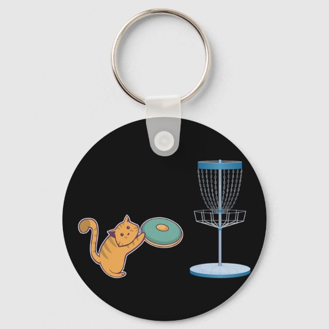 Katt som spelar discgolf - Discgolfkatt för män Wo Nyckelring (Framsida)