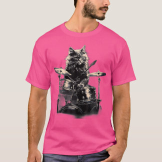 Katt som spelar Drums I Cat Music T Shirt