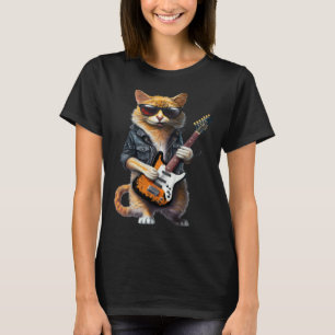 Katt som spelar elgitarr Djur Katt Gitarr T Shirt