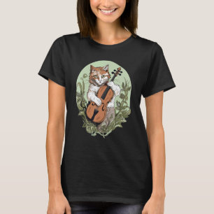 Katt som spelar fiol i Cottagecore-estetik T Shirt