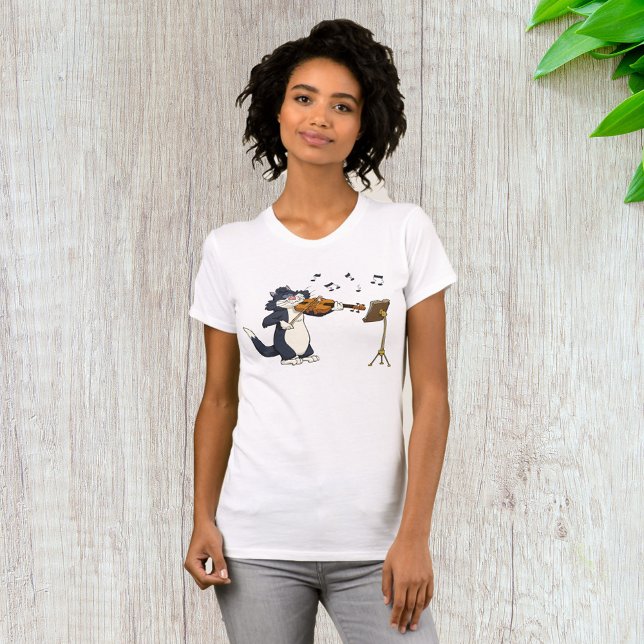 Katt som spelar fiolin t-shirt (Skapare uppladdad)
