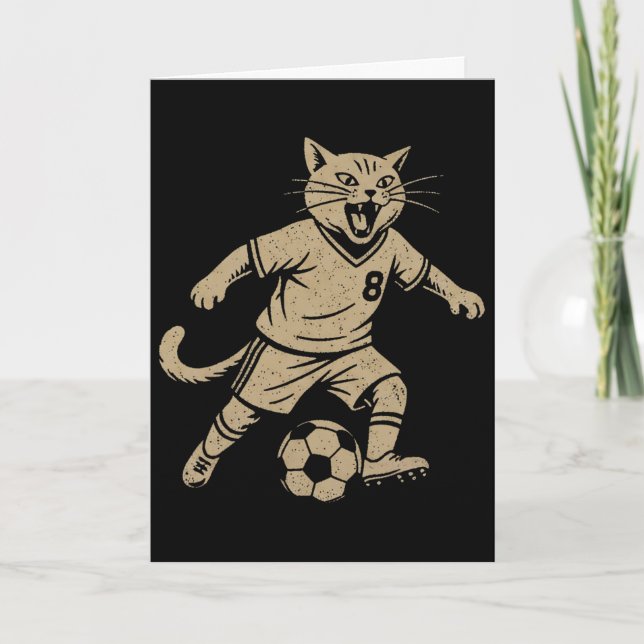Katt som spelar fotboll kort (Framsida)
