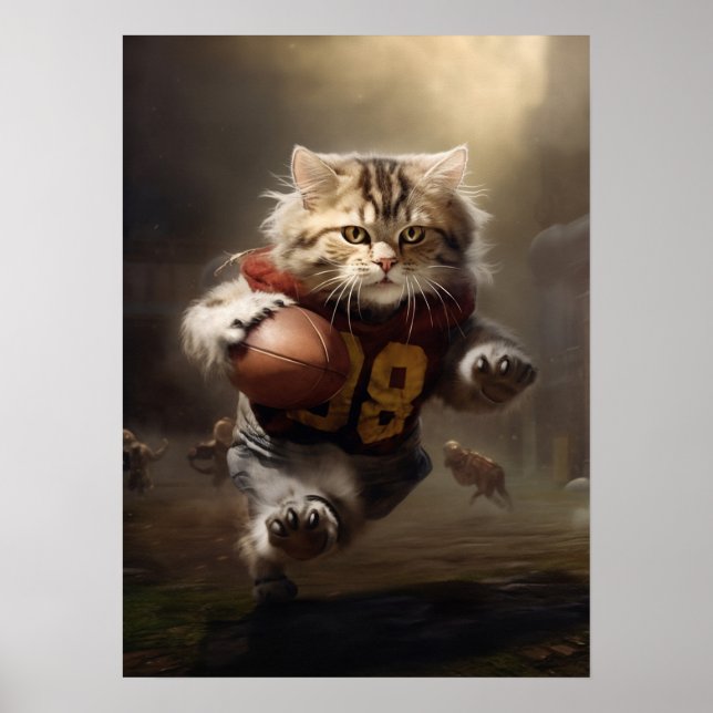 Katt som spelar fotboll poster (Framsidan)