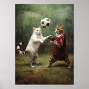 Katt som spelar fotboll poster