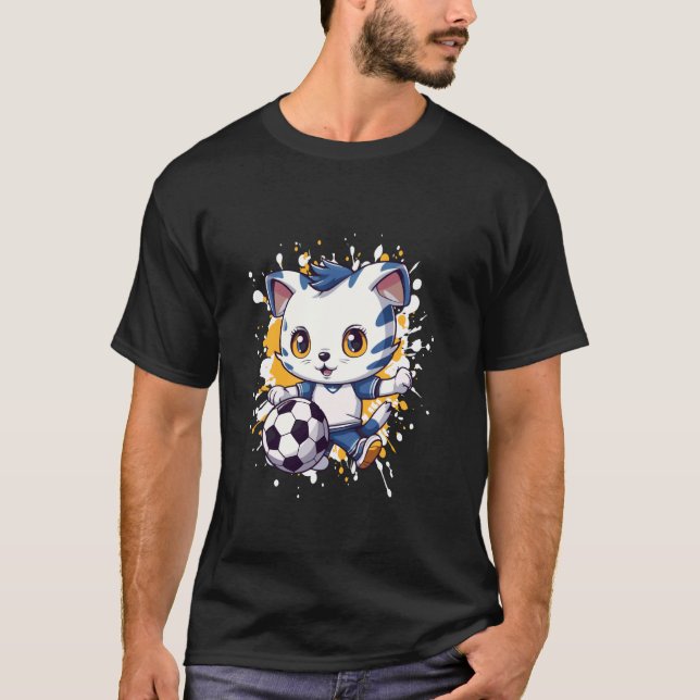 Katt som spelar fotboll serie t shirt (Framsida)