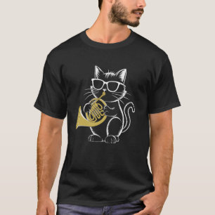 Katt som spelar fransk horn cool musiker Kitty T Shirt