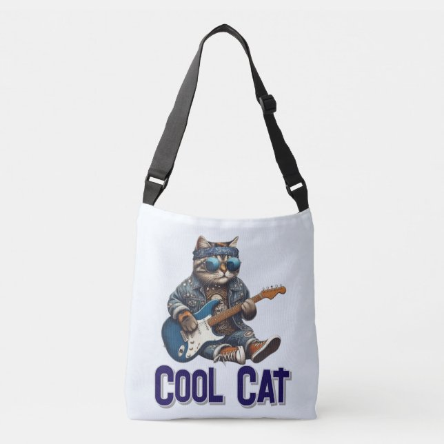 Katt som spelar gitarr - Coola Kitty-vibbar Axelväska (Framsida)
