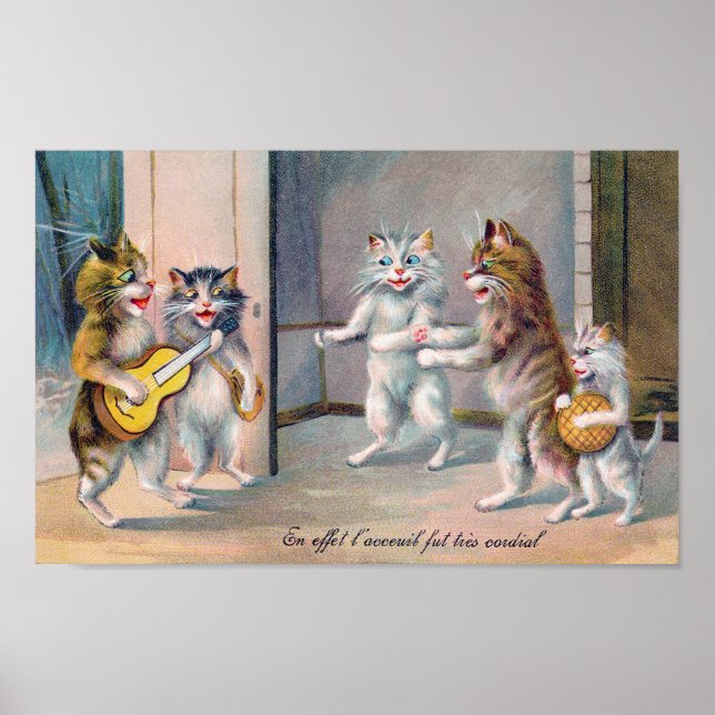 Katt som spelar gitarr, Louis Wain Poster (Framsidan)