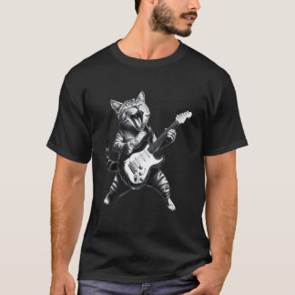 Katt som spelar gitarr Rock & Roll Stjärna Kittel T Shirt