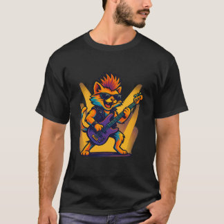 Katt som spelar gitarr Rockstjärna Katt som bär so T Shirt